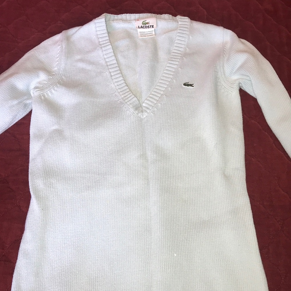Lacoste Pale Sage V-neck Sweater Size 36 (S)